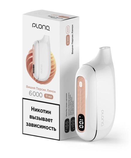 Plonq MAX (до 6000 затяжек) вкус Вишня Персик Лимон
