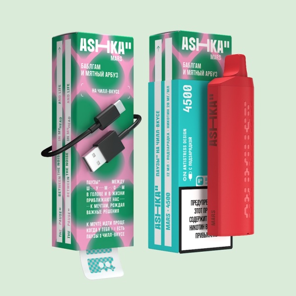 ASHKA MARS 4500 Жвачка Мята Арбуз