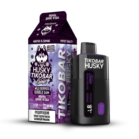 TIKOBAR HUSKY Сибирь 12000 Wild Berries Bubble Gum (жвачка, дикие ягоды)