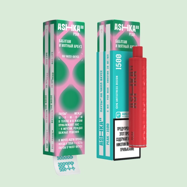 ASHKA PEAK 1500 Жвачка Мята Арбуз