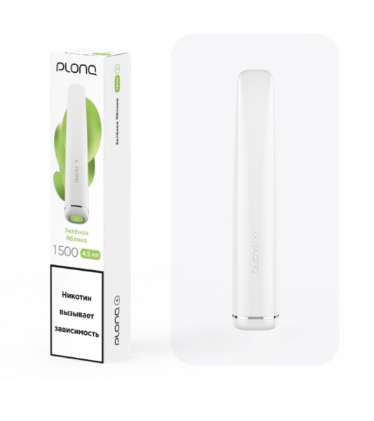 Plonq PLUS (до 1500 затяжек) вкус Зеленое Яблоко